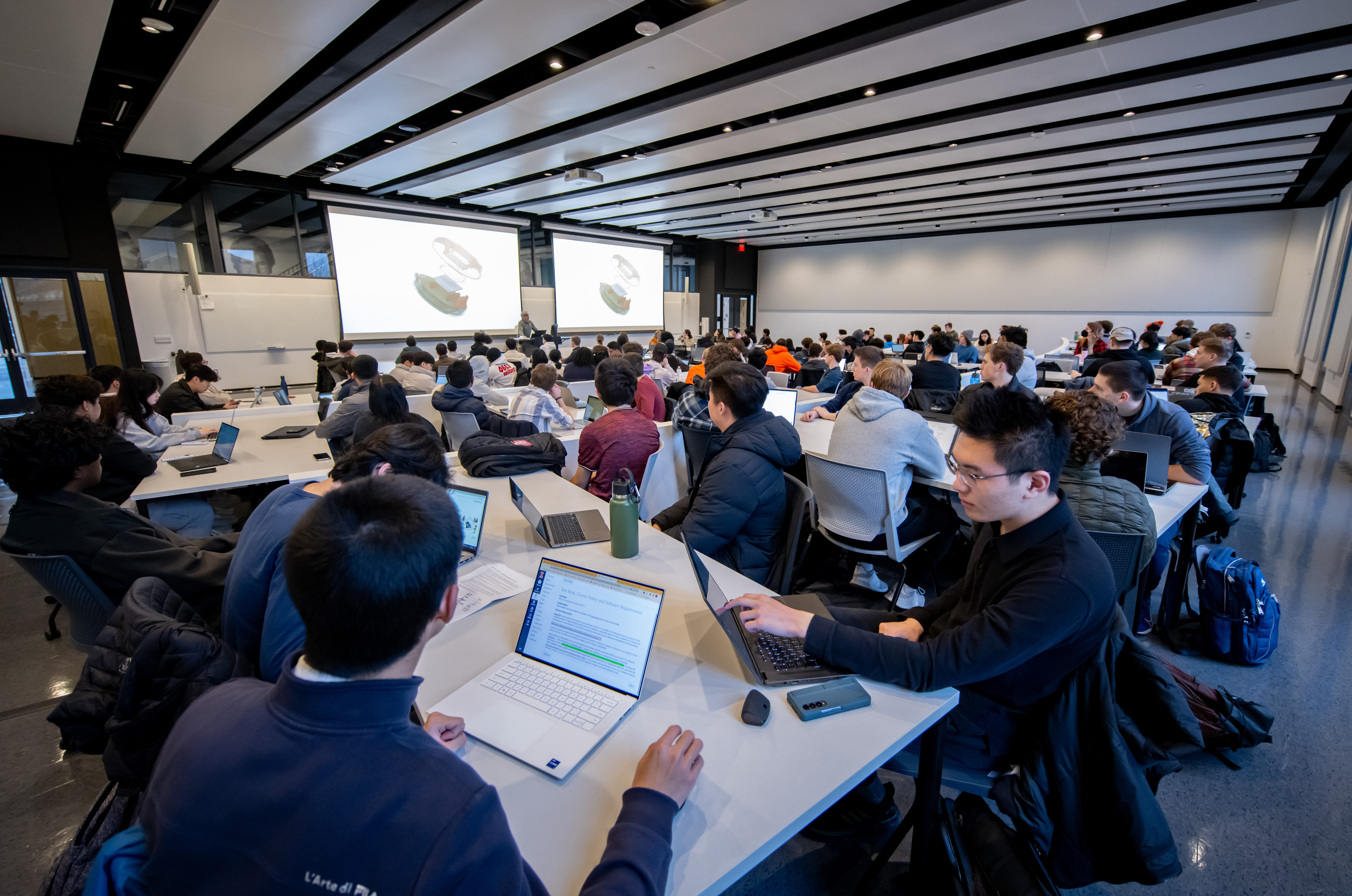 classroom with learners and computers