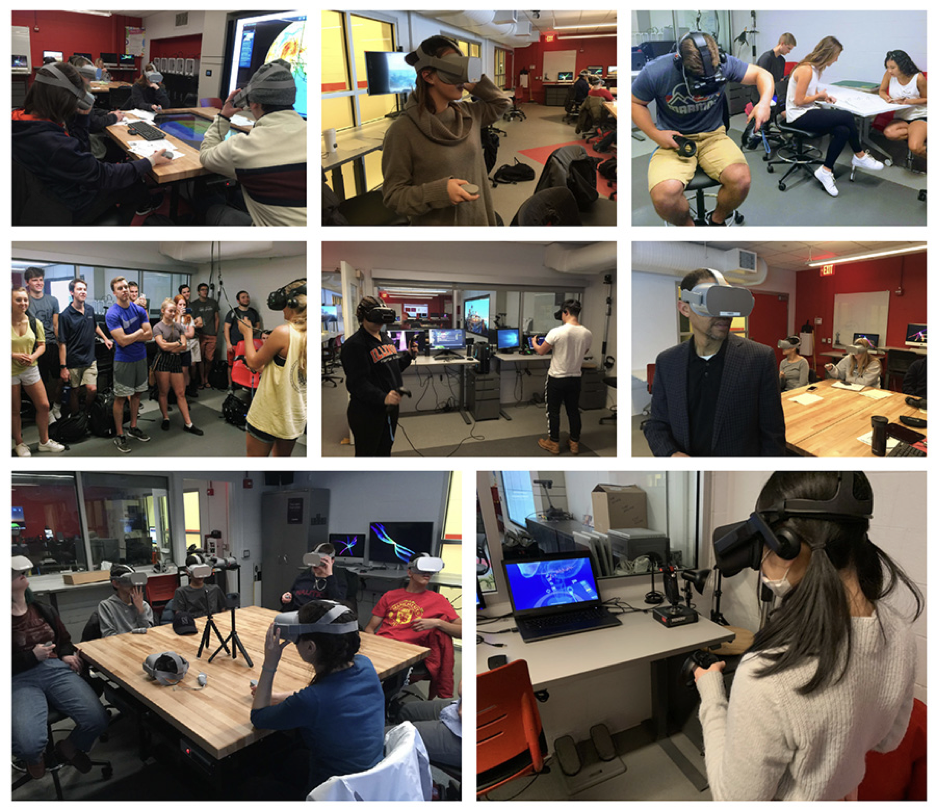 photo collage of students and faculty making use of the CITL VR Lab