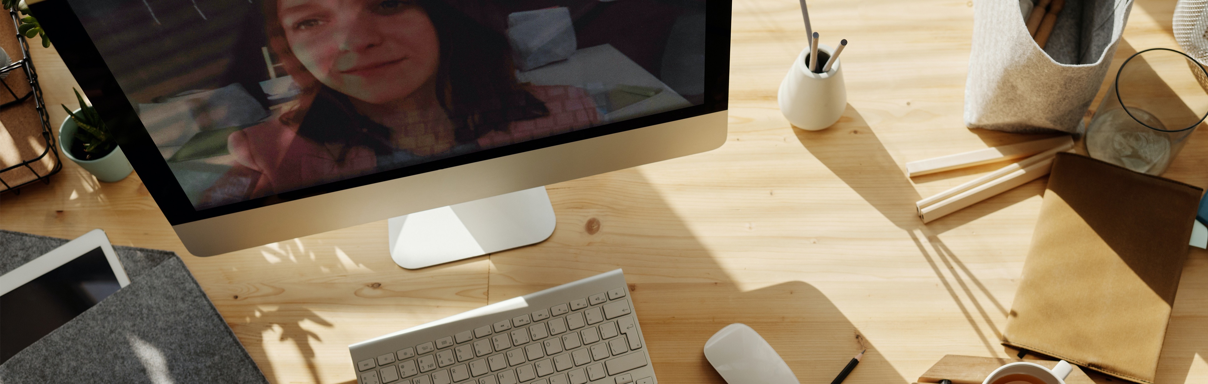 Computer screen with keyboard and mouse