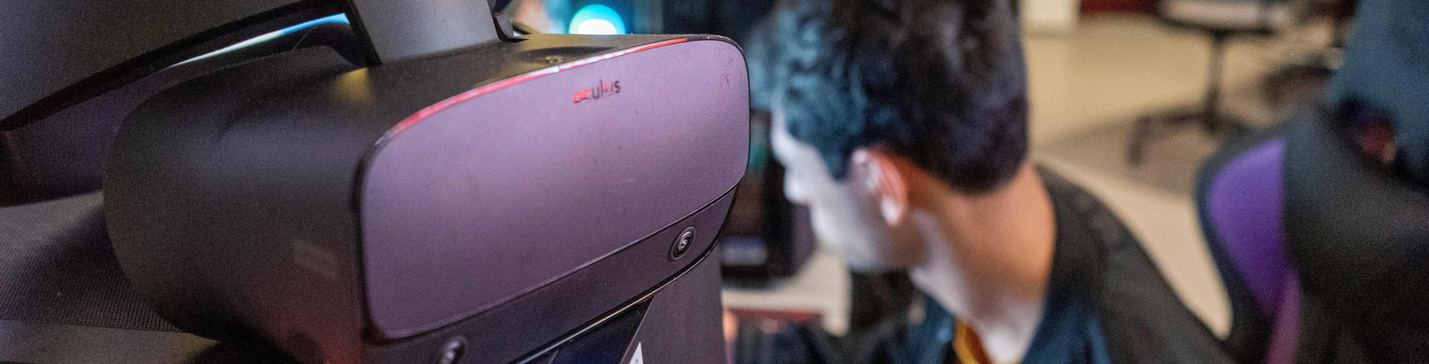 VR headset with student